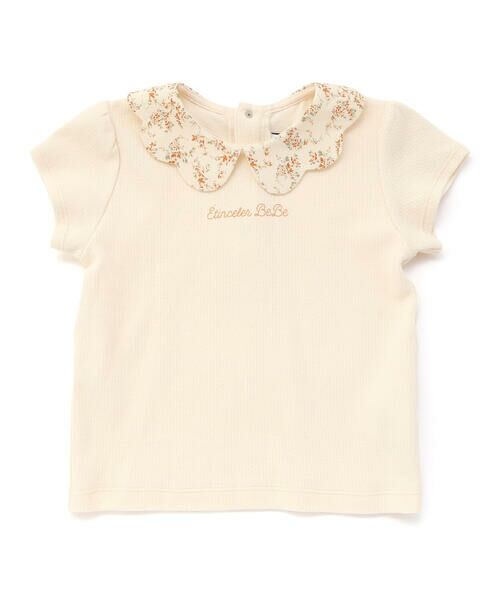 BeBe / べべ Tシャツ | 【お揃い】フラワープリントスカラップ襟半袖針抜きTシャツ(80~100cm) | 詳細12