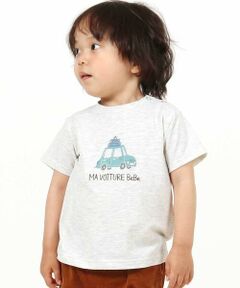 BeBe / べべ Tシャツ | メランジ天竺車プリント半袖Tシャツ(80~100cm)