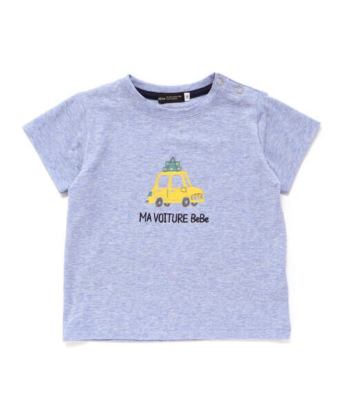 BeBe / べべ Tシャツ | メランジ天竺車プリント半袖Tシャツ(80~100cm) | 詳細1
