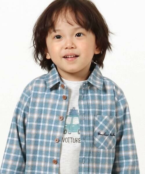 BeBe / べべ Tシャツ | メランジ天竺車プリント半袖Tシャツ(80~100cm) | 詳細12