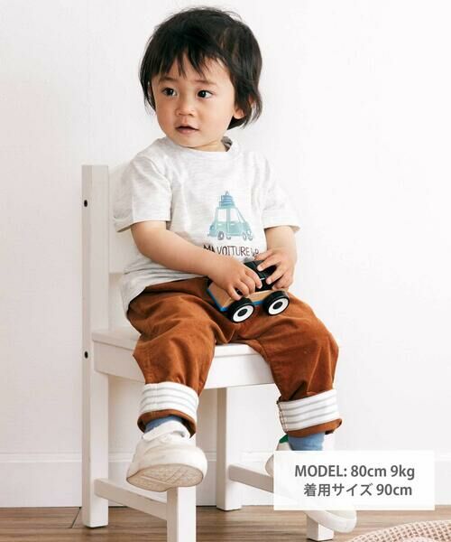 BeBe / べべ Tシャツ | メランジ天竺車プリント半袖Tシャツ(80~100cm) | 詳細13