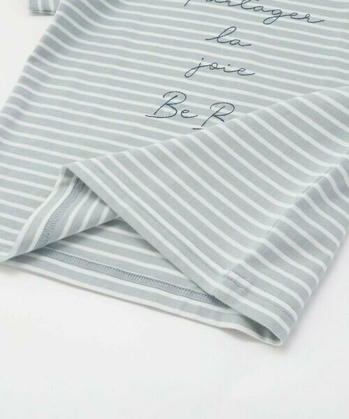 BeBe / べべ Tシャツ | ボーダー天竺ステッチ刺しゅうロゴ半袖Tシャツ(80~100cm) | 詳細9