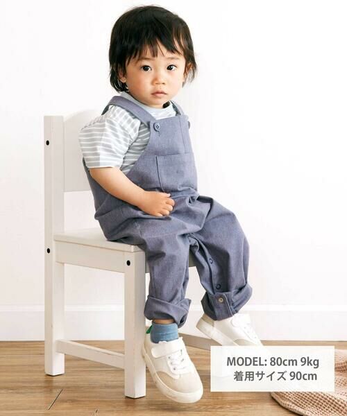 BeBe / べべ Tシャツ | ボーダー天竺ステッチ刺しゅうロゴ半袖Tシャツ(80~100cm) | 詳細2