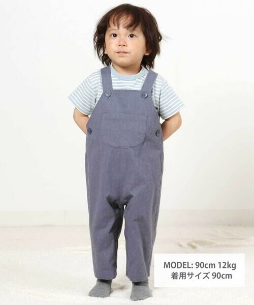 BeBe / べべ サロペット・オールインワン | ネル起毛胸ポケットオーバーオール(80~100cm) | 詳細1