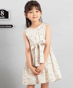 BeBe / べべ ミニ丈・ひざ丈ワンピース | 【お揃い】リバティタナローン(PARIS POSTCARD)リボンベルトワンピース(90~150cm)