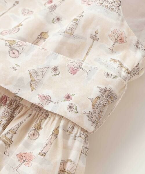 BeBe / べべ ミニ丈・ひざ丈ワンピース | 【お揃い】リバティタナローン(PARIS POSTCARD)リボンベルトワンピース(90~150cm) | 詳細10