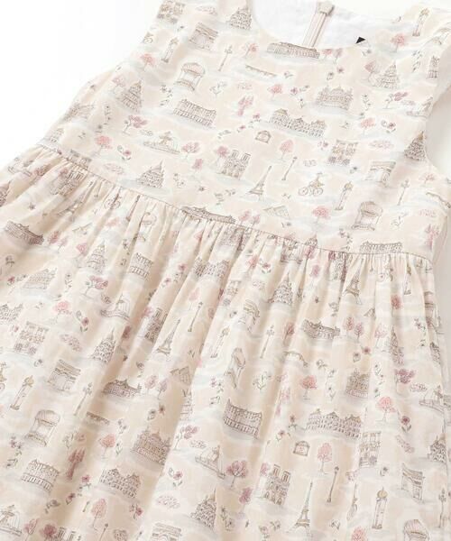 BeBe / べべ ミニ丈・ひざ丈ワンピース | 【お揃い】リバティタナローン(PARIS POSTCARD)リボンベルトワンピース(90~150cm) | 詳細11