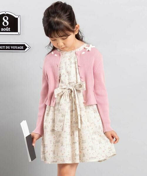 BeBe / べべ ミニ丈・ひざ丈ワンピース | 【お揃い】リバティタナローン(PARIS POSTCARD)リボンベルトワンピース(90~150cm) | 詳細4
