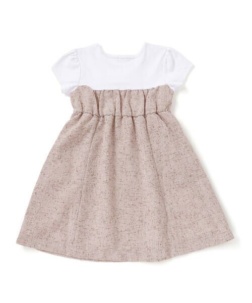 BeBe / べべ ミニ丈・ひざ丈ワンピース | ネップツイードドッキング半袖ワンピース(90~150cm) | 詳細2