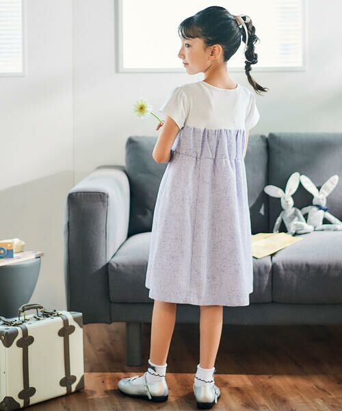 BeBe / べべ ミニ丈・ひざ丈ワンピース | ネップツイードドッキング半袖ワンピース(90~150cm) | 詳細12