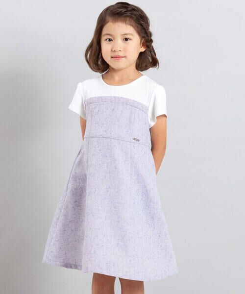 BeBe / べべ ミニ丈・ひざ丈ワンピース | ネップツイードドッキング半袖ワンピース(90~150cm) | 詳細14