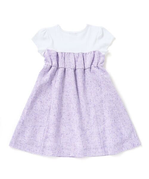 BeBe / べべ ミニ丈・ひざ丈ワンピース | ネップツイードドッキング半袖ワンピース(90~150cm) | 詳細18