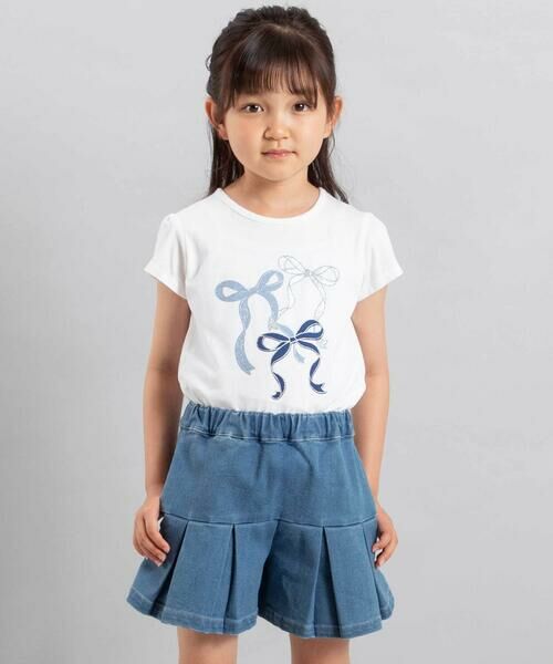 BeBe / べべ カーディガン・ボレロ | ランダムリブ長袖カーディガン+天竺リボンプリント半袖Tシャツセット(90~150cm) | 詳細3