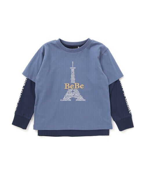 BeBe / べべ Tシャツ | エッフェル塔ロゴ半袖Tシャツ+袖ラインロゴ長袖Tシャツセット(90~150cm) | 詳細3