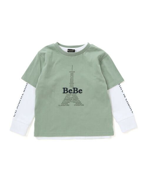 BeBe / べべ Tシャツ | エッフェル塔ロゴ半袖Tシャツ+袖ラインロゴ長袖Tシャツセット(90~150cm) | 詳細12