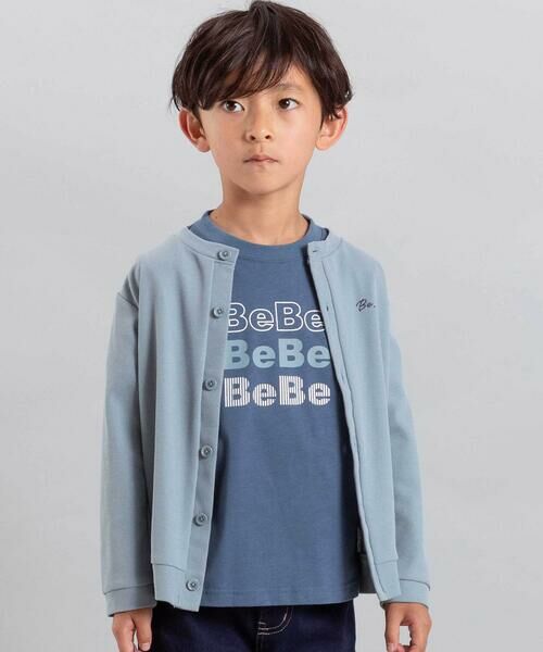 BeBe/べべ カノコ長袖カーディガン+ロゴプリント半袖Tシャツセット(90~150cm) ブルー 100cm BeBe/べべ カノコ長袖カーディガン+ロゴプリント半袖Tシャツセット(90~150cm) ブルー 100cm