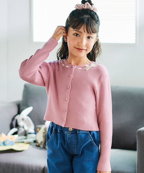BeBe / べべ カーディガン・ボレロ | ラインリボンくるみボタンニット長袖カーディガン(90~150cm) | 詳細5