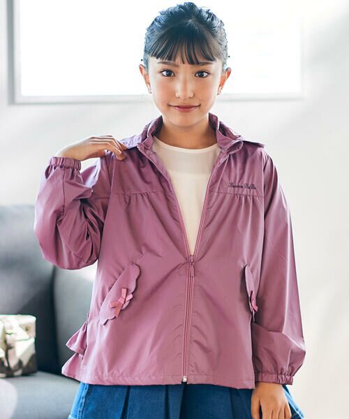 BeBe/べべ シャイニータフタバックフリルフードブルゾン(90~150cm) ピンク 110cm BeBe/べべ シャイニータフタバックフリルフードブルゾン(90~150cm) ピンク 110cm