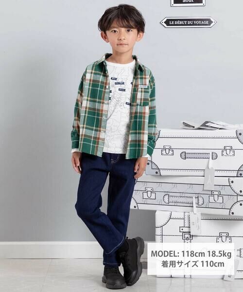 BeBe / べべ シャツ・ブラウス | ネルチェック袖ロールアップ長袖シャツ(100~140cm) | 詳細1