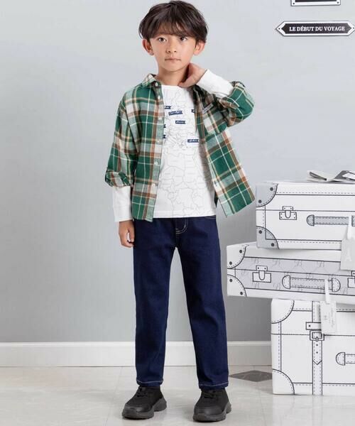 BeBe / べべ シャツ・ブラウス | ネルチェック袖ロールアップ長袖シャツ(100~140cm) | 詳細2