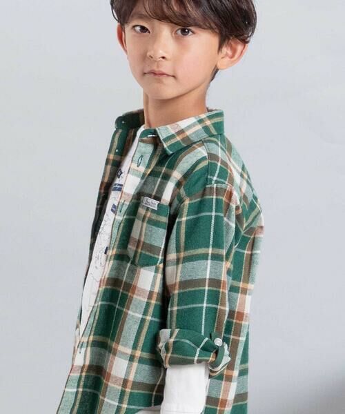 BeBe / べべ シャツ・ブラウス | ネルチェック袖ロールアップ長袖シャツ(100~140cm) | 詳細3