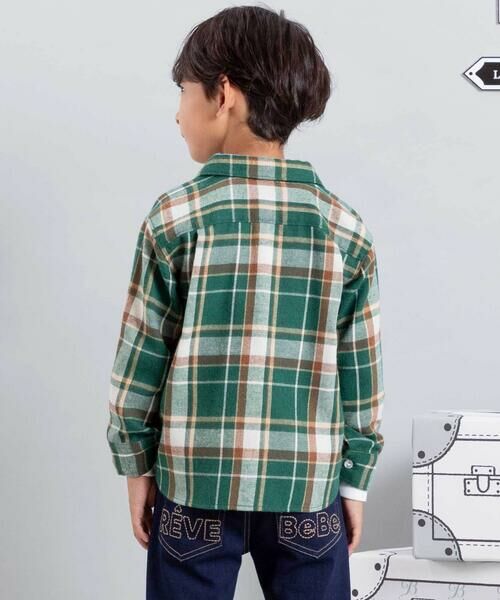 BeBe / べべ シャツ・ブラウス | ネルチェック袖ロールアップ長袖シャツ(100~140cm) | 詳細4
