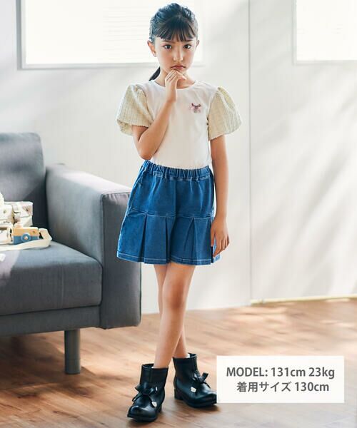 BeBe / べべ ショート・ハーフ・半端丈パンツ | ストレッチジョグデニムプリーツショートパンツ(90~150cm) | 詳細4