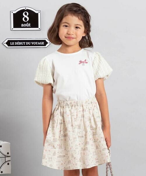 BeBe / べべ Tシャツ | カットツイードバルーンスリーブ半袖Tシャツ(90~150cm) | 詳細2