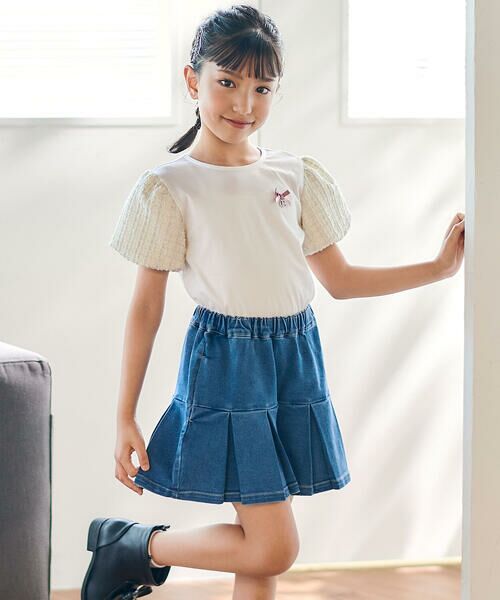 BeBe / べべ Tシャツ | カットツイードバルーンスリーブ半袖Tシャツ(90~150cm) | 詳細5