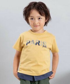 BeBe / べべ Tシャツ | PARISチェックロゴレイヤード風天竺半袖Tシャツ(90~150cm)