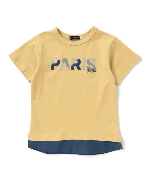 BeBe / べべ Tシャツ | PARISチェックロゴレイヤード風天竺半袖Tシャツ(90~150cm) | 詳細13