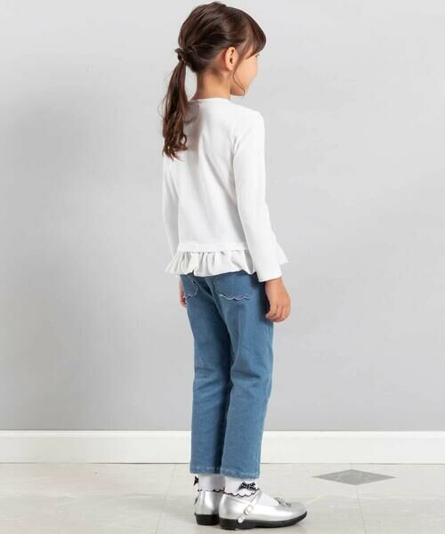 BeBe / べべ Tシャツ | 旅の持ち物モチーフ裾シフォンフリル長袖Tシャツ(90~150cm) | 詳細2