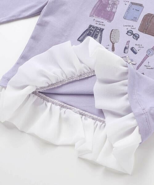 BeBe / べべ Tシャツ | 旅の持ち物モチーフ裾シフォンフリル長袖Tシャツ(90~150cm) | 詳細13