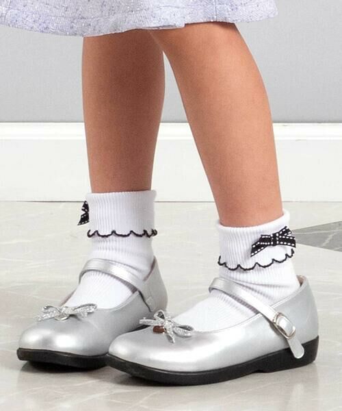 BeBe / べべ ソックス | リボンポイントスカラップ折り返しソックス(11~24cm) | 詳細1