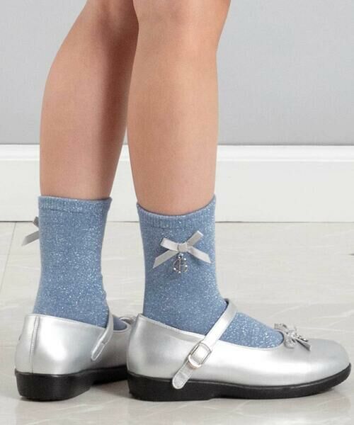 BeBe / べべ ソックス | チャーム付きリボンラメクルーソックス(11~24cm) | 詳細3