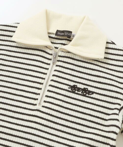 BeBe / べべ ミニ丈・ひざ丈ワンピース | 【お揃い】ボーダーリブZIPカラー長袖ワンピース(90~150cm) | 詳細6