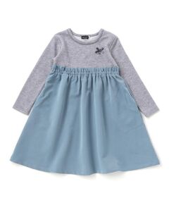 べべ　ワンピース 花柄チェック柄チュールドッキングワンピース(80~130cm)(80cm