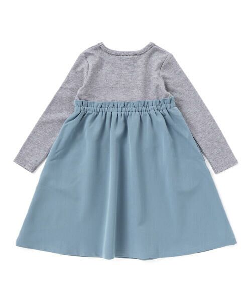 BeBe / べべ ミニ丈・ひざ丈ワンピース | テレコ×ツイル切り替え長袖ワンピース(90~150cm) | 詳細1