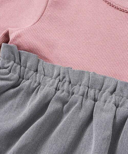 BeBe / べべ ミニ丈・ひざ丈ワンピース | テレコ×ツイル切り替え長袖ワンピース(90~150cm) | 詳細6