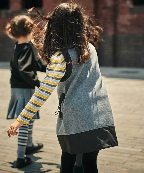 BeBe / べべ ミニ丈・ひざ丈ワンピース | ポンチタフタ切り替えサークルポケットジャンパースカート(90~150cm) | 詳細3