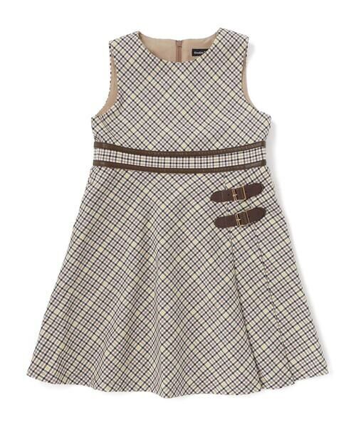 BeBe / べべ ミニ丈・ひざ丈ワンピース | 【お揃い】TRチェックパイピングベルトジャンパースカート(100~150cm) | 詳細6