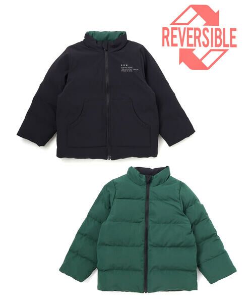 BeBe / べべ ブルゾン | 【撥水】リップストップ×タフタリバーシブル中綿ブルゾン(90~150cm) | 詳細1