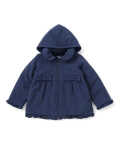 BeBe / べべ ブルゾン | 【撥水加工】ヴィンテージタフタ裏ファー裾フリルフードブルゾン(80~150cm)