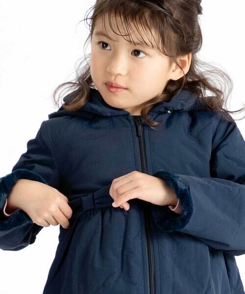 BeBe / べべ ブルゾン | 【撥水加工】ヴィンテージタフタ裏ファー裾フリルフードブルゾン(80~150cm) | 詳細2