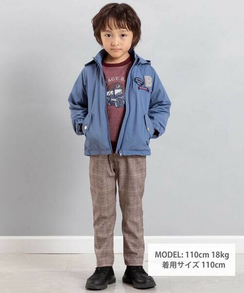 BeBe / べべ ブルゾン | 【撥水】ヴィンテージタフタワッペン付きフードブルゾン(90~150cm) | 詳細1