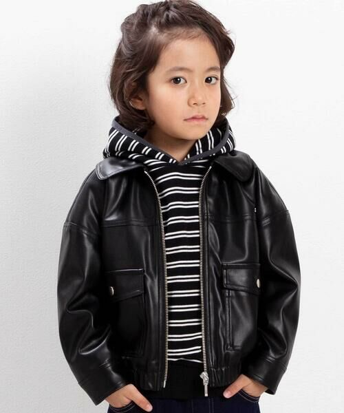 BeBe / べべ ブルゾン | フェイクレザージップブルゾン(100~160cm) | 詳細5