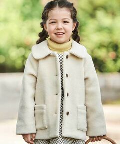 BeBe / べべ ステンカラーコート | 丸襟ボアショートコート(90~150cm)