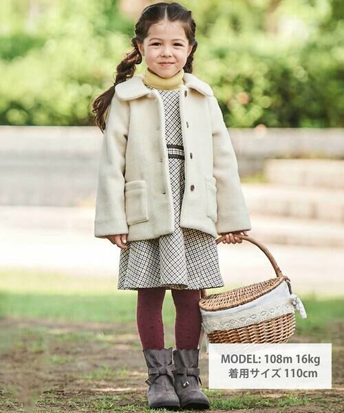 BeBe / べべ ステンカラーコート | 丸襟ボアショートコート(90~150cm) | 詳細1