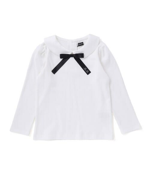 BeBe/べべ スムースロゴ入りボウタイ付き長袖丸襟ブラウス(100~150cm) オフホワイト 100cm BeBe/べべ スムースロゴ入りボウタイ付き長袖丸襟ブラウス(100~150cm) オフホワイト 100cm