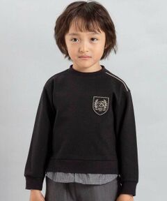 BeBe / べべ スウェット | エンブレムワッペン裾レイヤードポンチトレーナー(100~150cm)